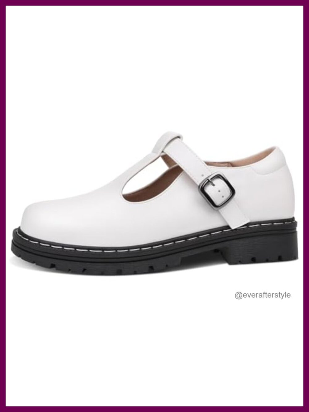 Mary Jane T-Strap Oxford Shoes Women Round Toe Flat Synthetic Leather
